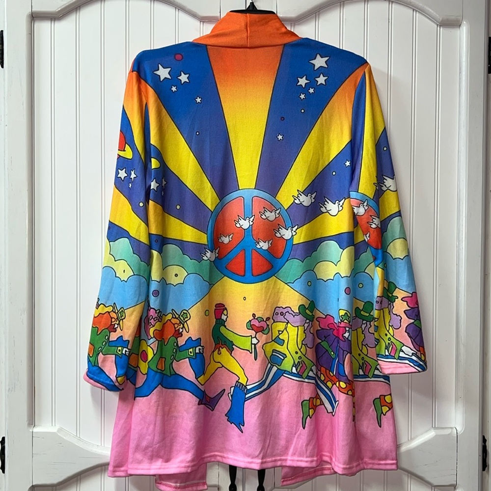 Peter Max Print Cardigan Sweater XL Beatles